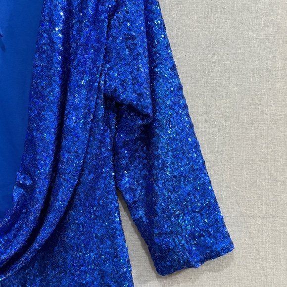 ASOS Design NWT Embellished Sequin Midi Dress Open Back Royal Blue US 14 - Picture 10 of 15